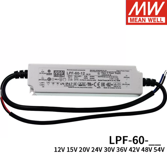 Ming weft LED power source LPF-60-12/15/20/24/30/36/42/48/54 molded case IP67 waterproof PFC