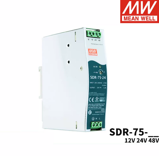 MEAN WELL Switching power supply SDR-75 75W 12/24/48V ultra-thin guide rail industrial control voltage regulation