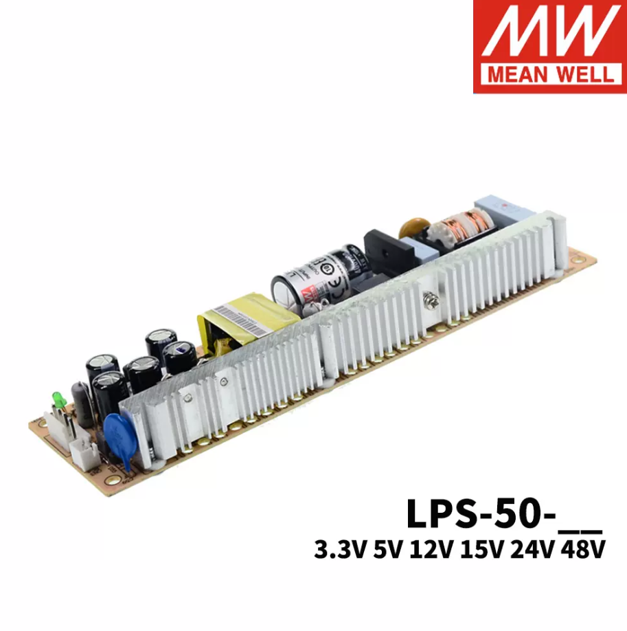 MEAN WELL  PCB bare board power supply LPS-50 5V12V24V48V 50W Compact narrow strip type 3.3V15V