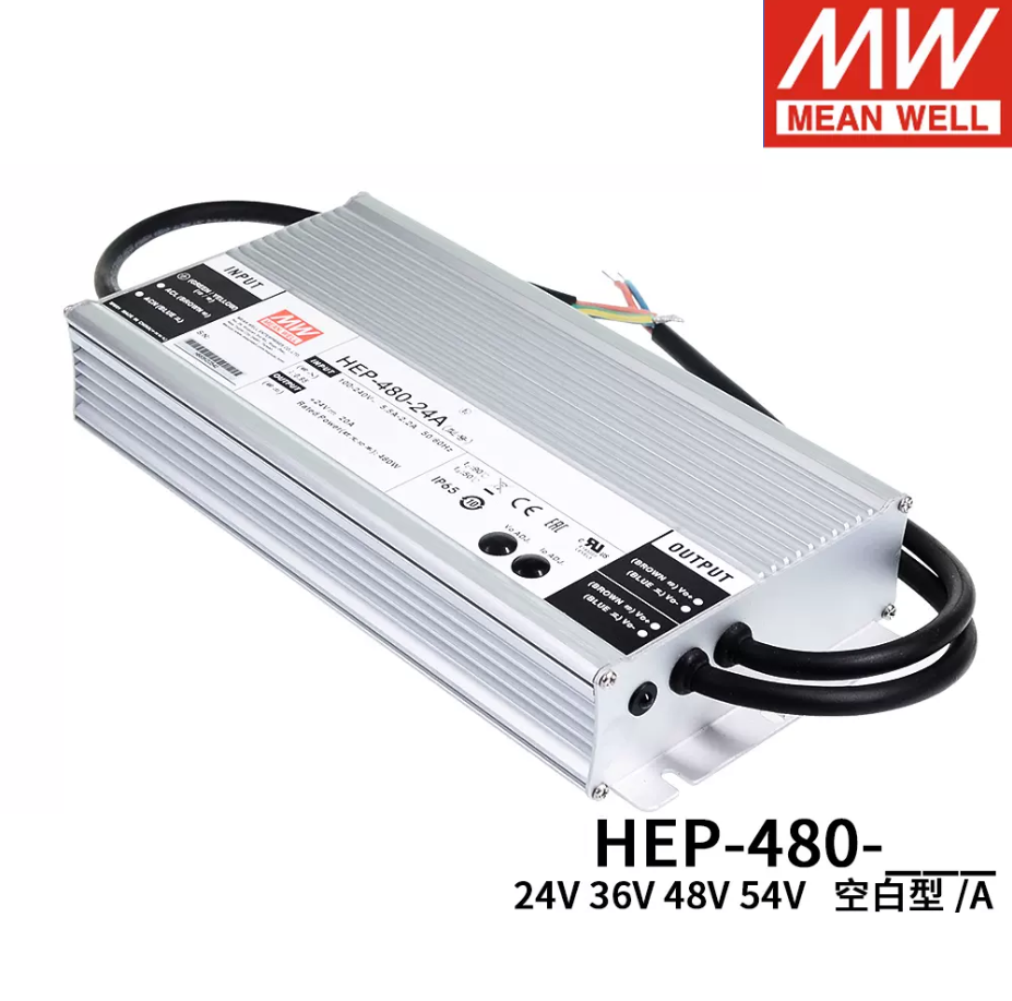 Mean Well HEP-480 Switching Power Supply 24A/36A/48A/54A Industrial IP68 resistant to harsh environments