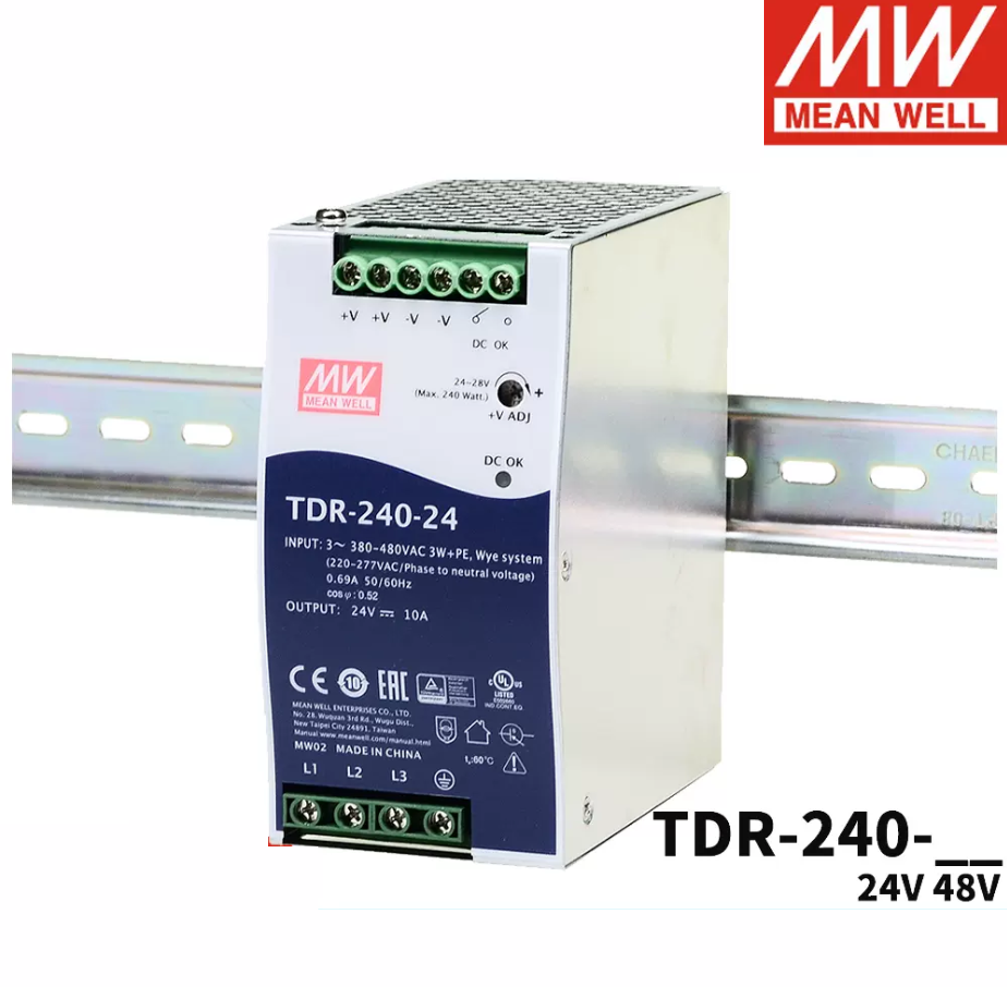 MEAN WELL TDR-240 Switching power supply 24V48V guideway 380V three-phase 240W10A/5A DC DRT