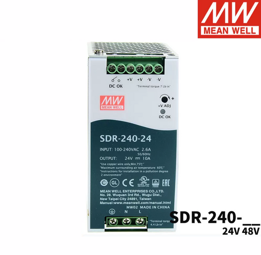 MEAN WELL SDR-240/24V rail 24/48V DC Switching Power Supply 240W active PFC Industrial DC