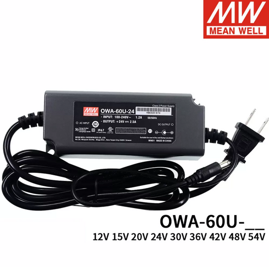 Mingwei LED moisture proof supply Power OWA-60U-12/24V Moisture proof 60W High efficiency 54/48/42/36/30