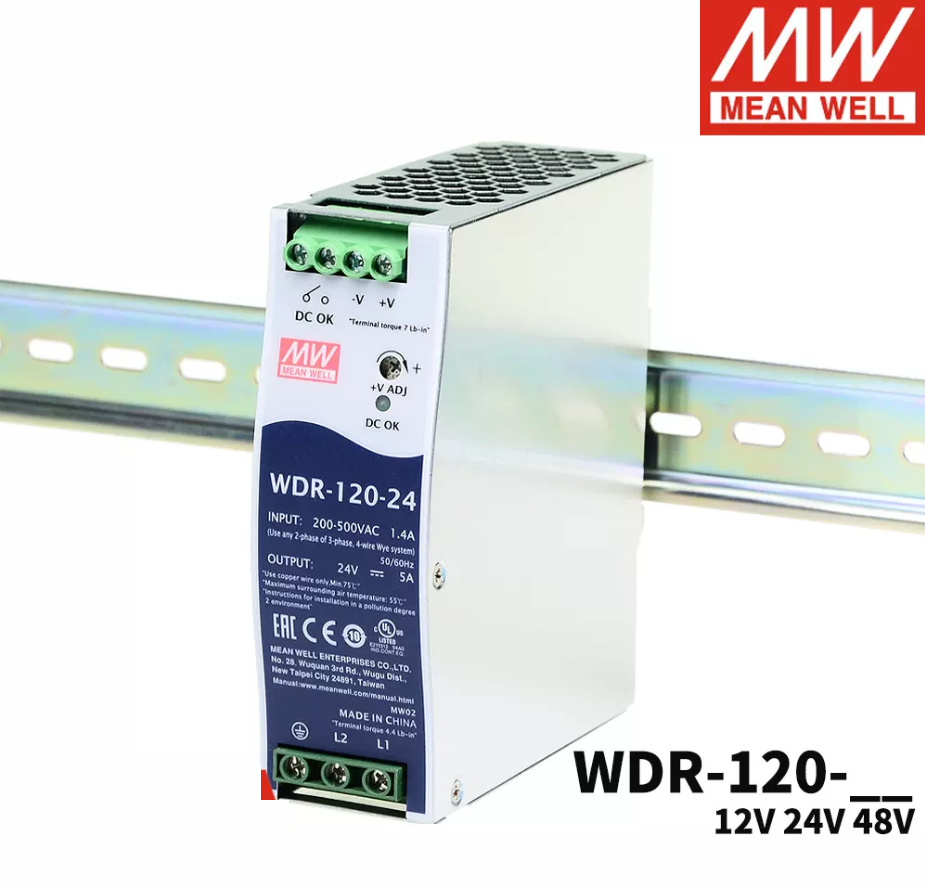 MEAN WELL  WDR-120 rail switching power supply 220V380V to 12V/24V/48V motor drives the PFC DR