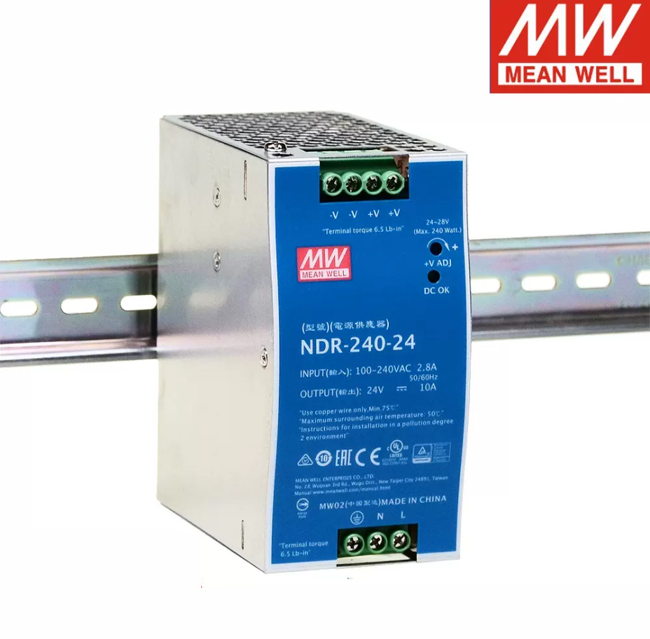 MEAN WELL NDR-240 Switching power supply 220V to 24V Guide 48V DC regulated DRP transformer motor DR One