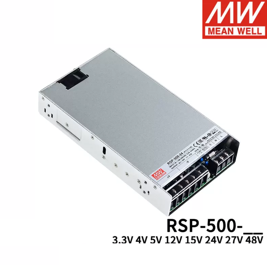 Mingwei RSP-500-24V/48V/12V/27V Thin 500W switching power supply 5V/15V/3.3V500W Single Output with PFC Function