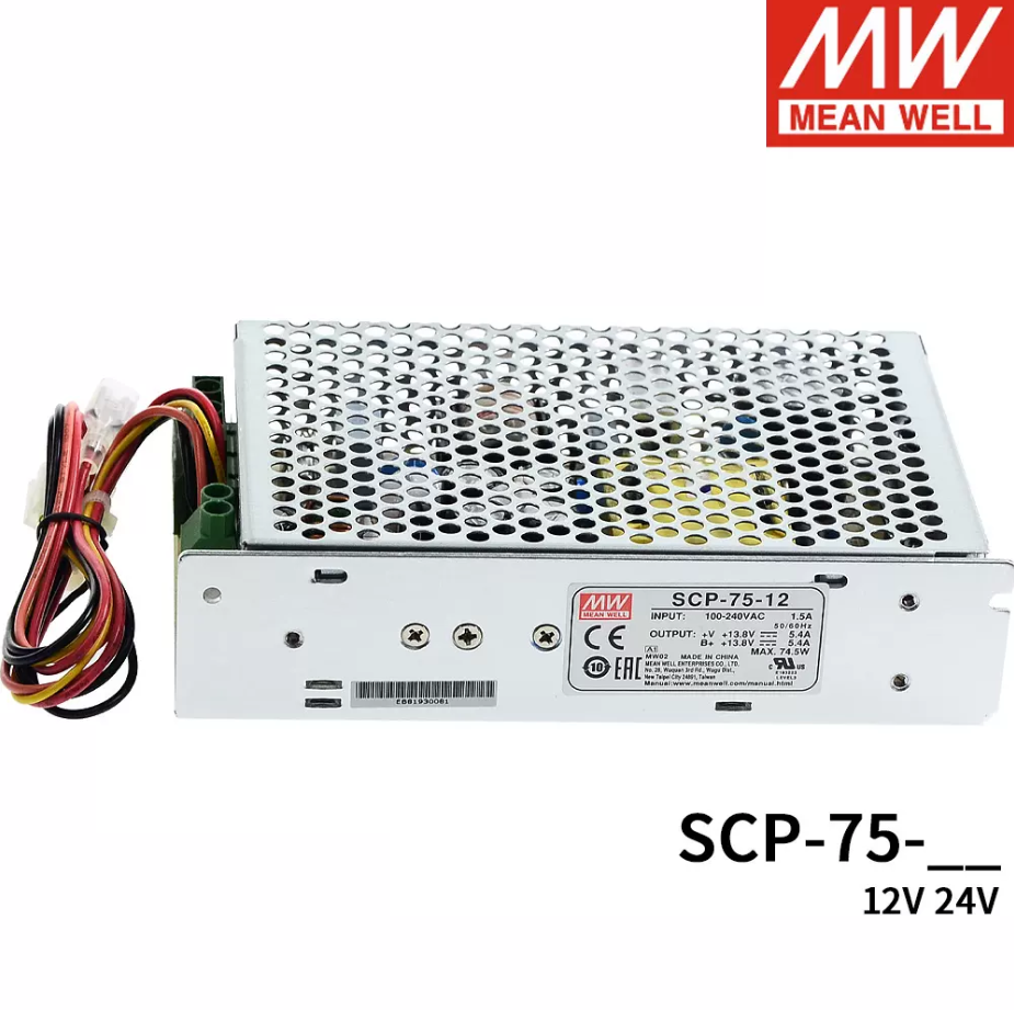 MEAN WELL  SCP-75-12/24 75W single output uninterruptible security power supply with temperature compensated floating charge