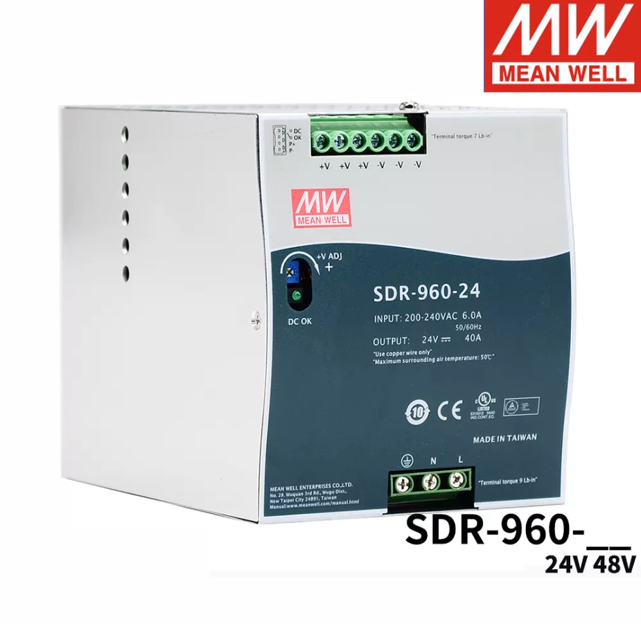 MEAN WELL SDR-960W Efficient active PFC Thin for the 24/48V DC Rail Switching power supply