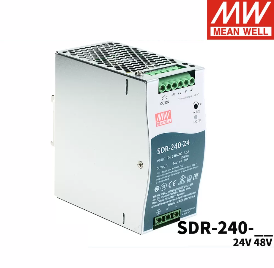 MEAN WELL SDR-240/24V rail 24/48V DC Switching Power Supply 240W active PFC Industrial DC