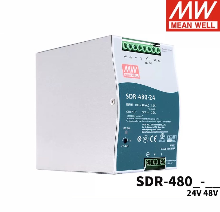 MEAN WELLSDR-480/480P/24/48V Guide DC Switching Power Supply 480W active PFC efficient