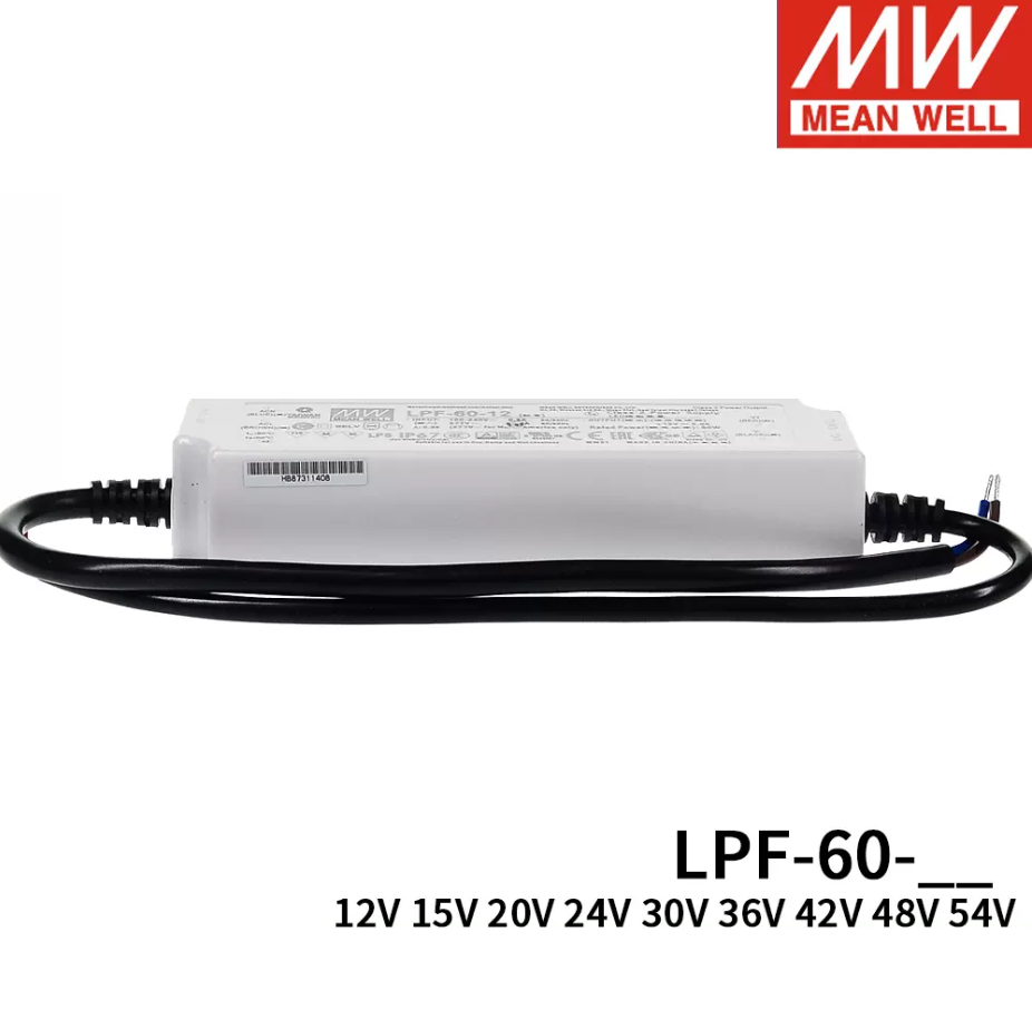 Ming weft LED power source LPF-60-12/15/20/24/30/36/42/48/54 molded case IP67 waterproof PFC