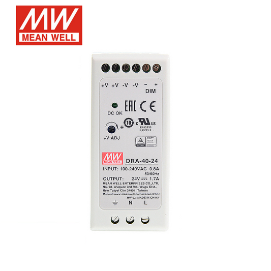 MEAN WELL 40W switching power supply DRA-40-12/24V DC adjustable constant current rail power supply