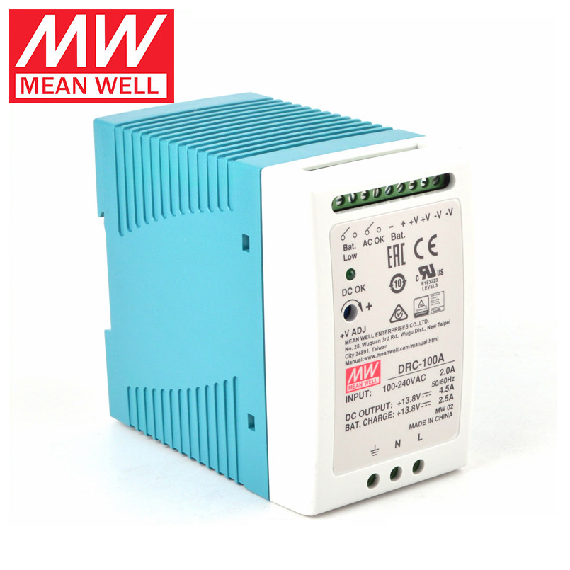 MEAN WELL  Switching power supply DRC-100A/100B Security DIN Model with UPS function 100W dual output