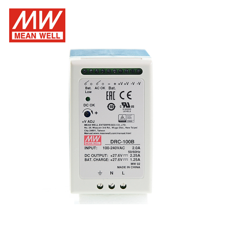 MEAN WELL  Switching power supply DRC-100A/100B Security DIN Model with UPS function 100W dual output