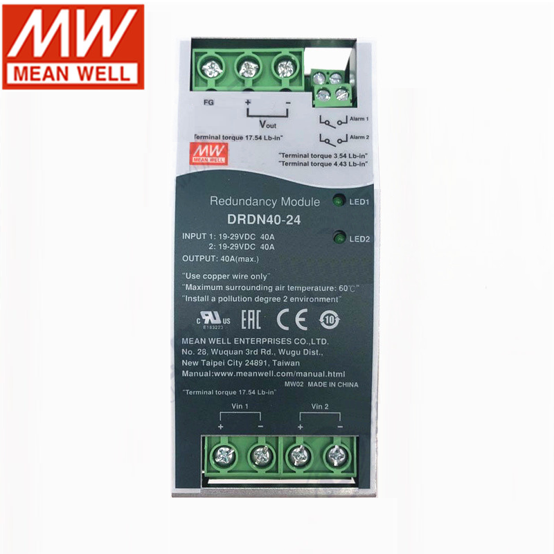 MEAN WELL  Switching power supply DRDN40-12/24/48V DIN rail mounted redundant control module 40A