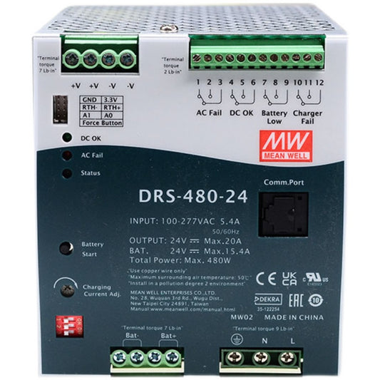 MEAN WELL Intelligent security fire power supply DRS-480-24/36/48V with UPS/ communication function 480W