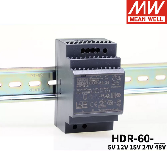 MEAN WELL HDR-60 rail type 5V/12V/24V switching power supply 15/48 rail type 60W DC DR60 transformer