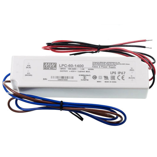 Mingwei LED constant current power supply LPC-60-1050/1400/1750 60W 9~42V low cost waterproof power supply