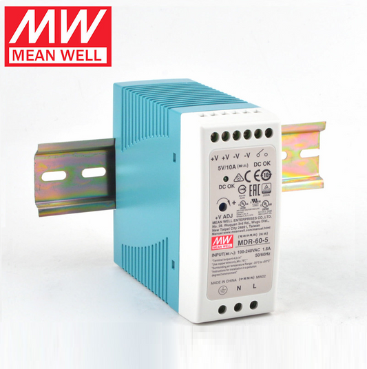 MEAN WELL MDR-60 Rail type 60W Switching power supply 5V 12V 24V 48V Small volume DR Thin plastic housing