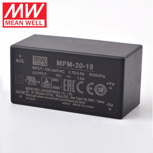 MEAN MELL  MPM-20 Switching Power Supply 20W 3.3/5/12/15/24V Enclosed medical power module