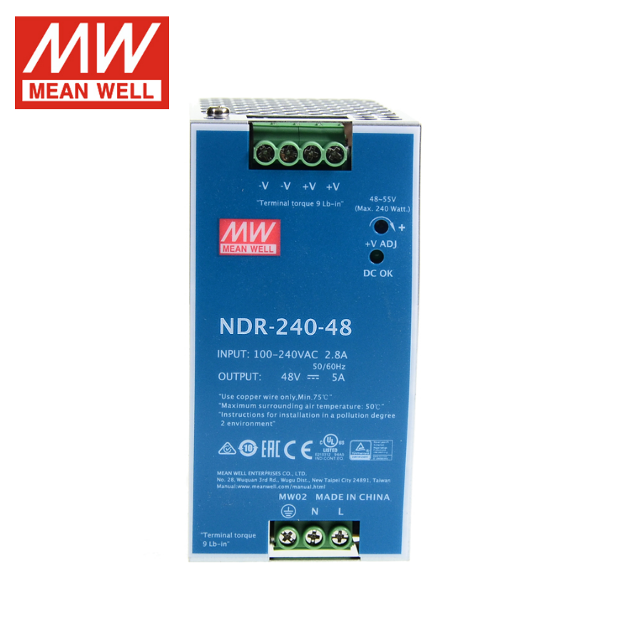 MEAN WELL NDR-240 Switching power supply 220V to 24V Guide 48V DC regulated DRP transformer motor DR One