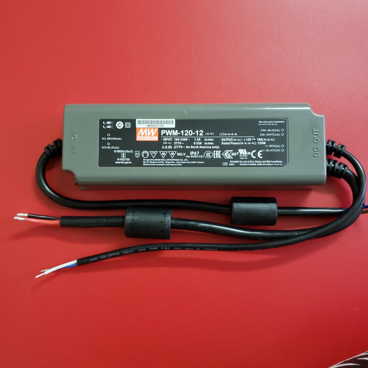 Bright weft LED switching power supply PWM-120-12/24 120W output IP67 waterproof DA2 Dimming 36/48
