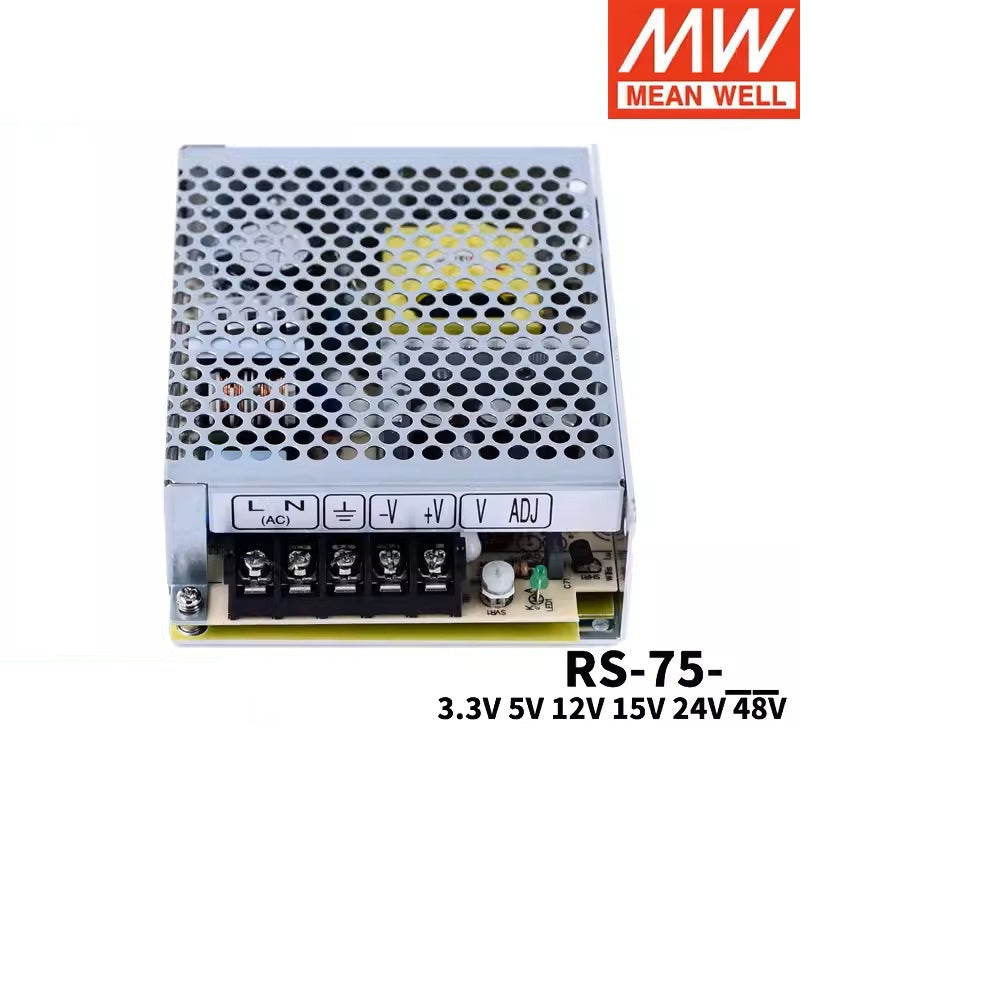 MEAN WELL RS-75 RS-75-3.3 RS-75-5 RS-75-12 RS-75-15 RS-75-24 RS-75-48 75W Single Output Switching Power Supply RS-75 series