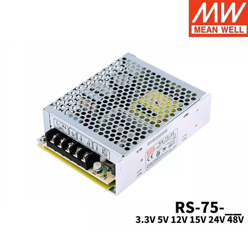 MEAN WELL RS-75 RS-75-3.3 RS-75-5 RS-75-12 RS-75-15 RS-75-24 RS-75-48 75W Single Output Switching Power Supply RS-75 series