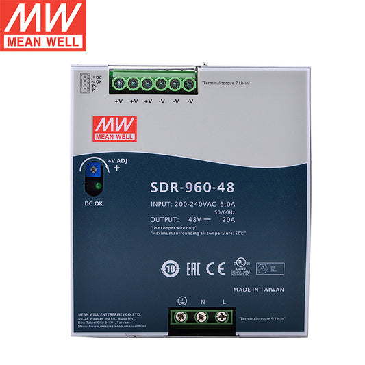 MEAN WELL SDR-960W Efficient active PFC Thin for the 24/48V DC Rail Switching power supply