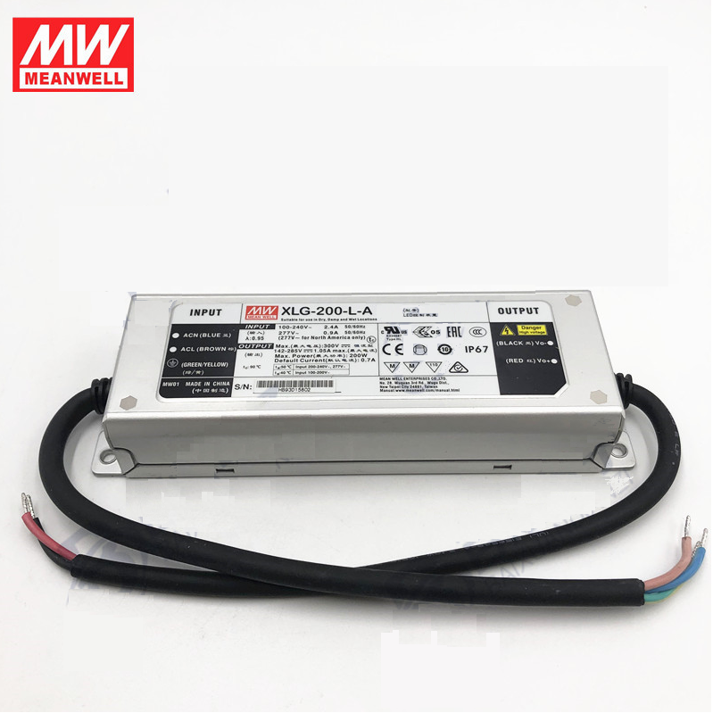 Taiwan Mingwei LED waterproof power supply XLG-200-12/24-A/ ABL /H type constant power driver 200W